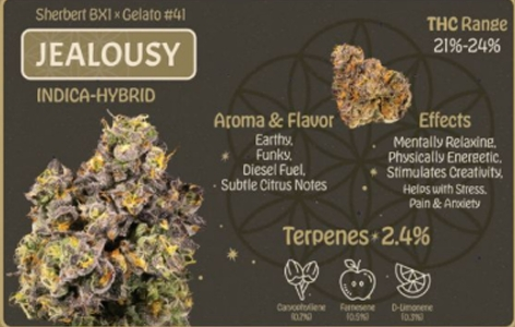 Photograph of product: Flower Of Life - Jealousy - Organic Bulk Flower - Oui'd Dom - 1g