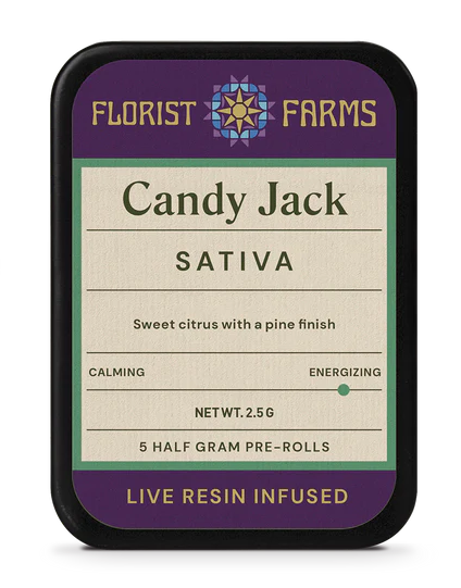 Photograph of Product: Candy Jack | 5 Pack | Live Resin Infused Pre rolls | Sativa | Florist Farms
