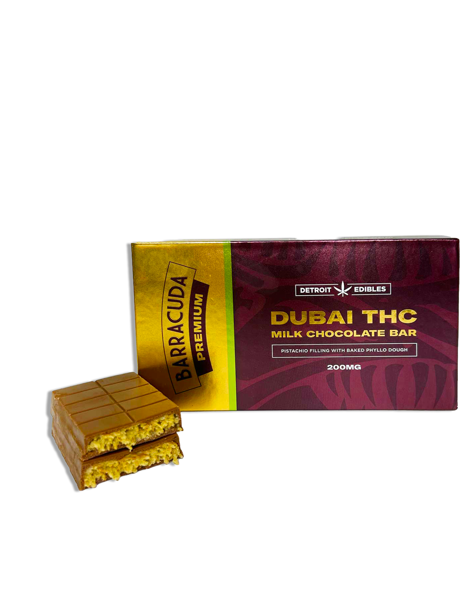 Photograph of product: Dubai Chocolate Premium Barracuda Bar 200mg