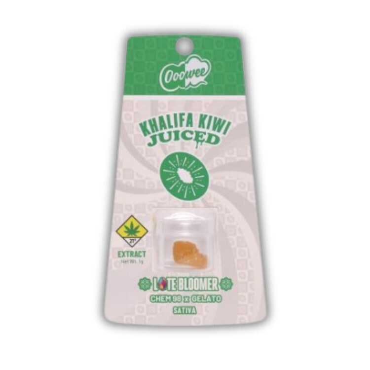 Photograph of product: Late Bloomer Khalifa Kiwi JUICED Sugar Wax Concentrate (Ooowee)