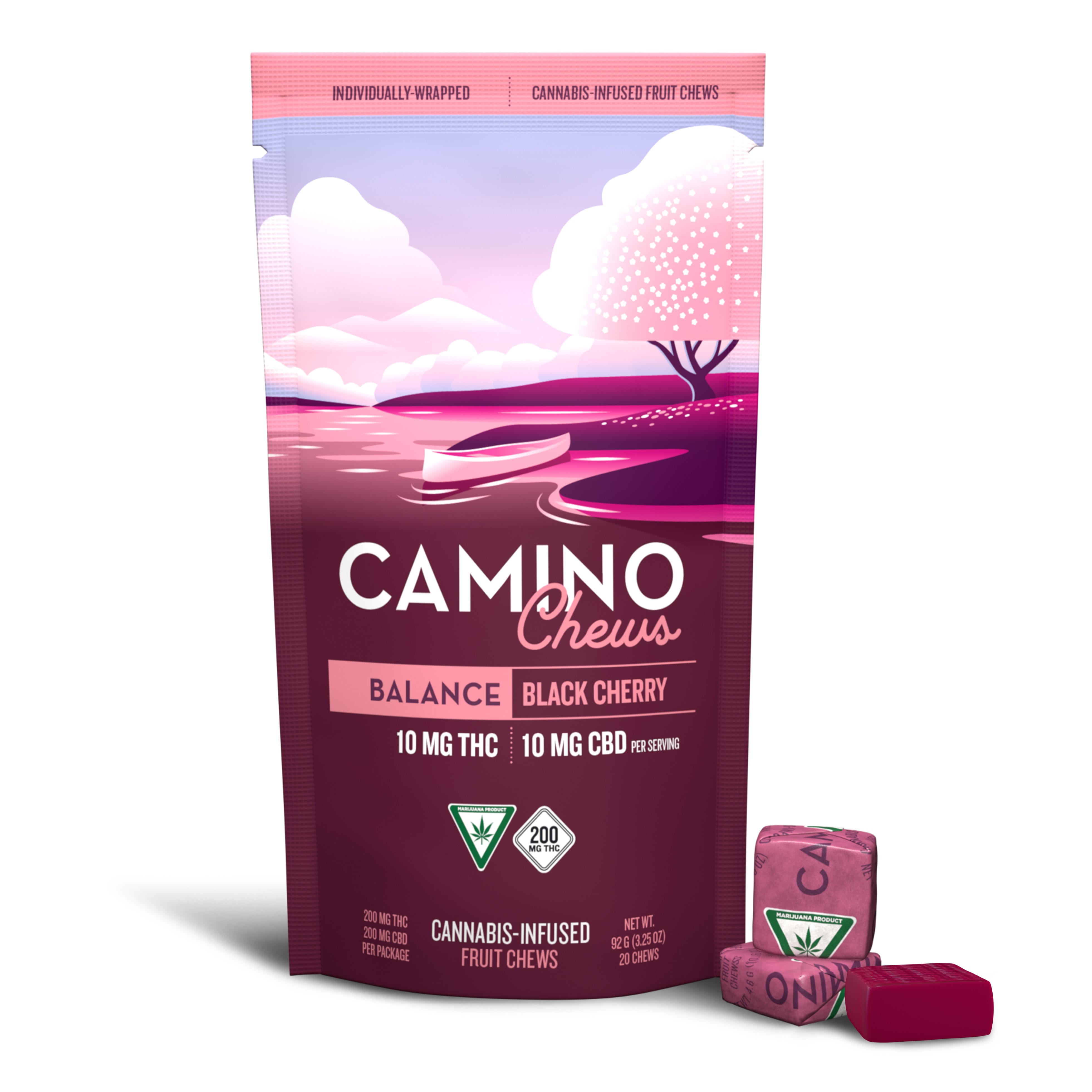 Photograph of product: Camino Black Cherry Chews 200mg THC | 200mg CBD