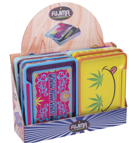 Photograph of product: Fujima | Stash Box w/ Rolling Tray Lid | 8 "X 5.75" Assorted Designs