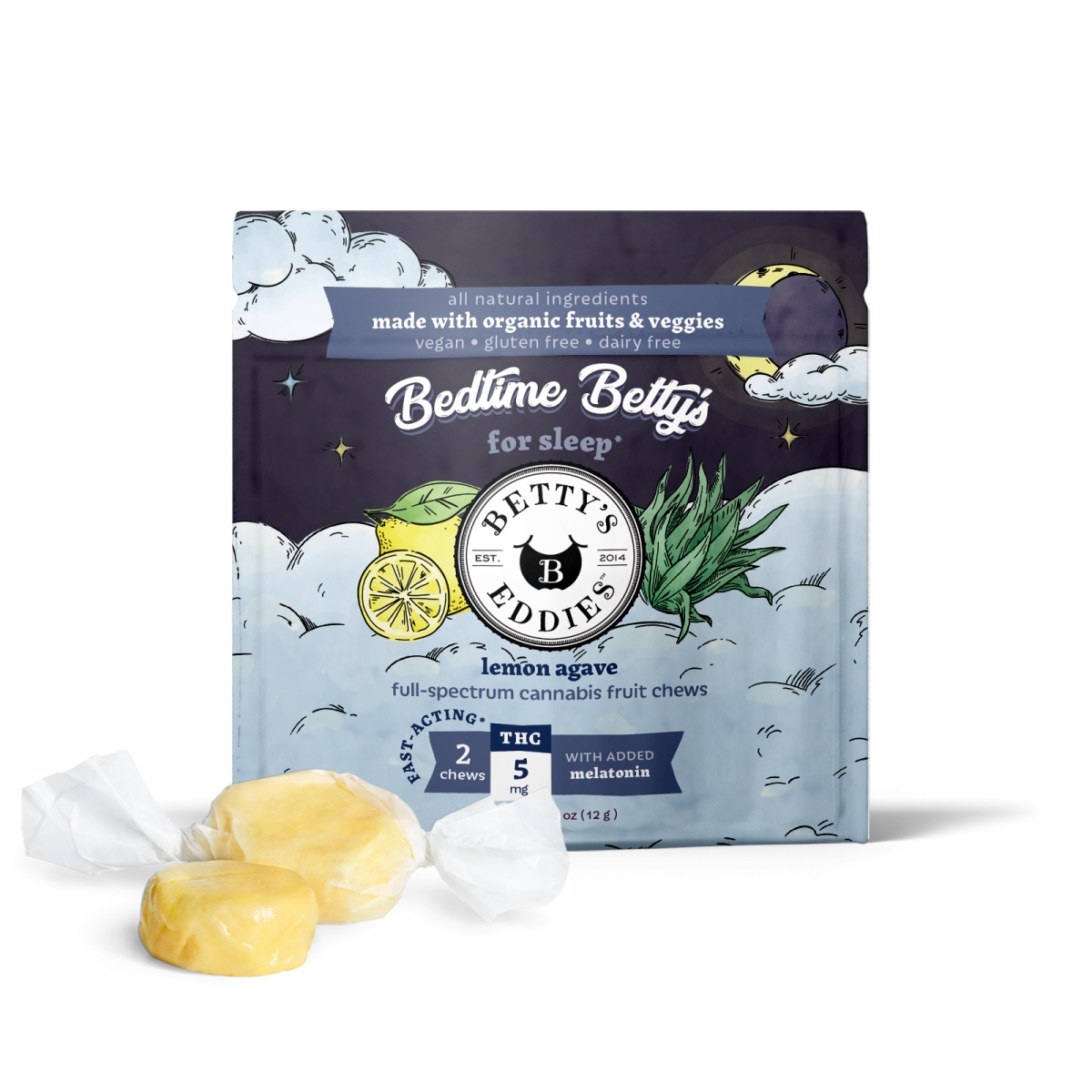 Photograph of product: Chews - Bedtime Betty's - Lemon Agave -  50mg TH-oui - 10 Servings, 5mg (melatonin)
