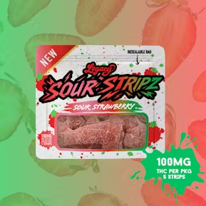 Photograph of product: Strawberry Sour Fruit Stripz 5Pk - Hybrid (Macro Dose)