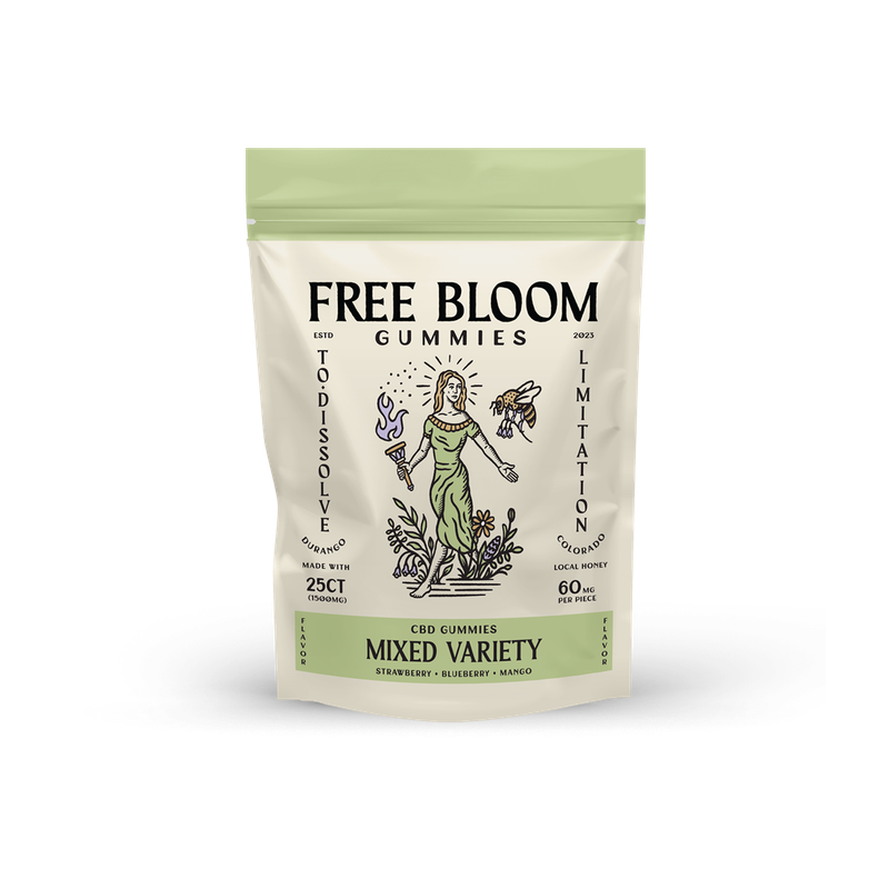Photograph of product: Free Bloom CBD - Gummies 10 Count - Mixed Variety CBD