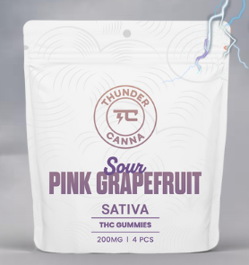 Photograph of product: Sour Pink Grapefruit | 50mg x 4pk | Thunder Canna
