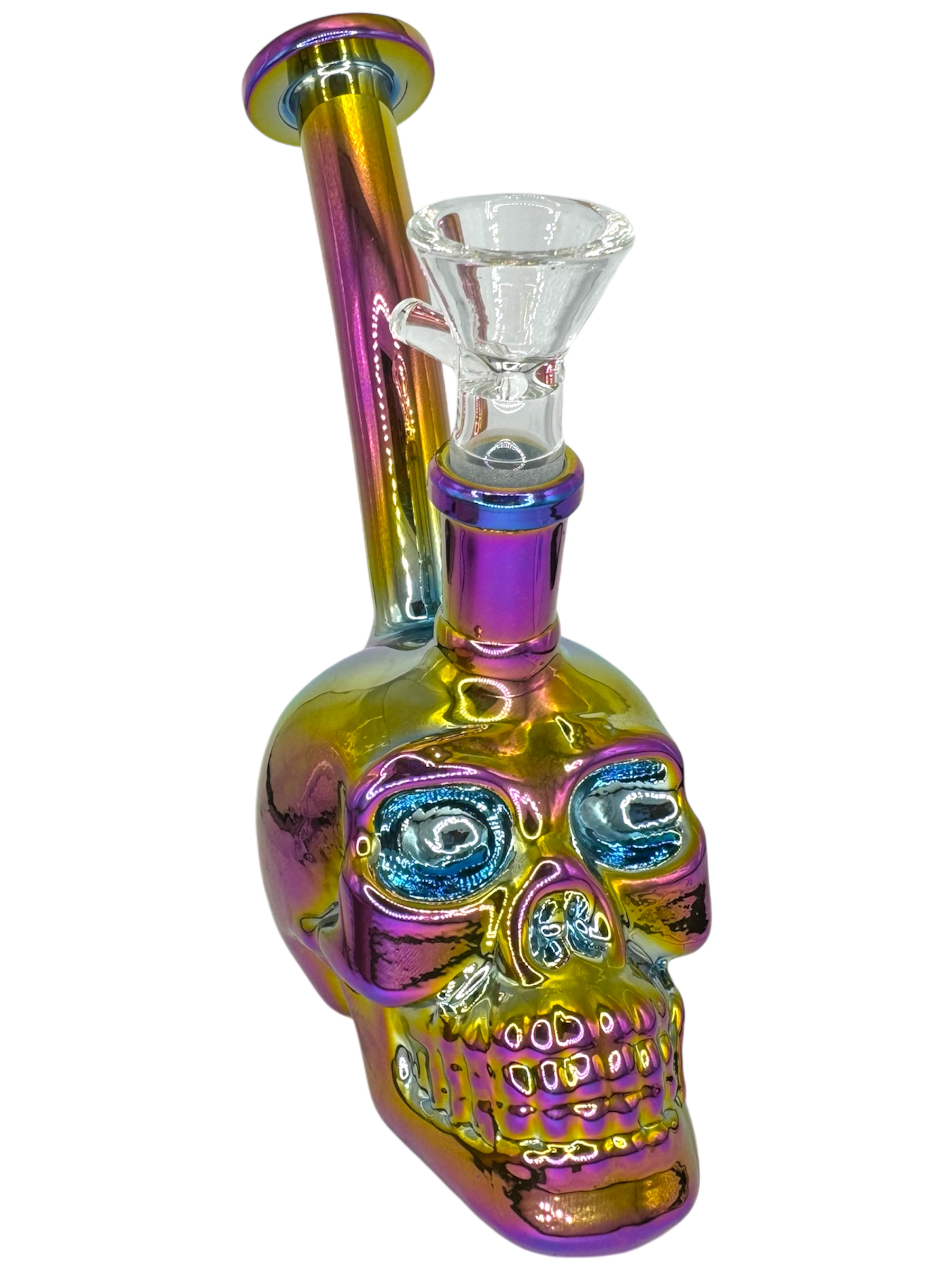 Photograph of product: 6" Iridized Skull Shape Bong W/ Banger