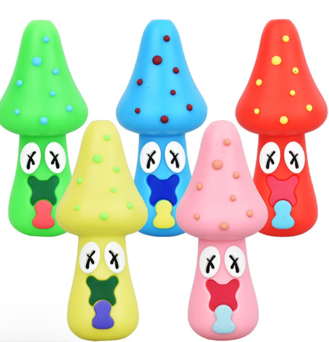 Photograph of product: Spacey Facey Mushroom Silicone Hand Pipe - 3"