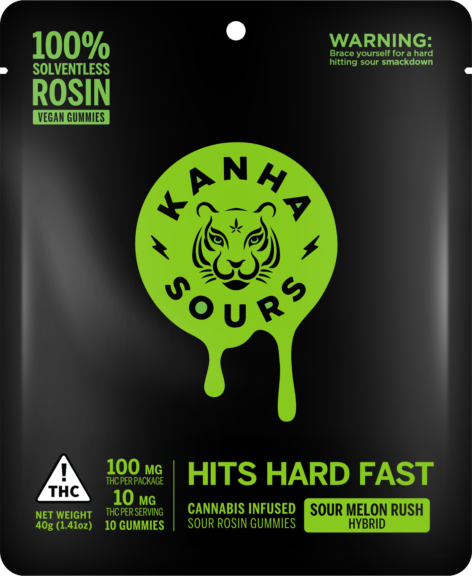 Photograph of product: Kanha Sour Melon Rush (H) Vegan Solventless Rosin Gummies 10mg 10pk