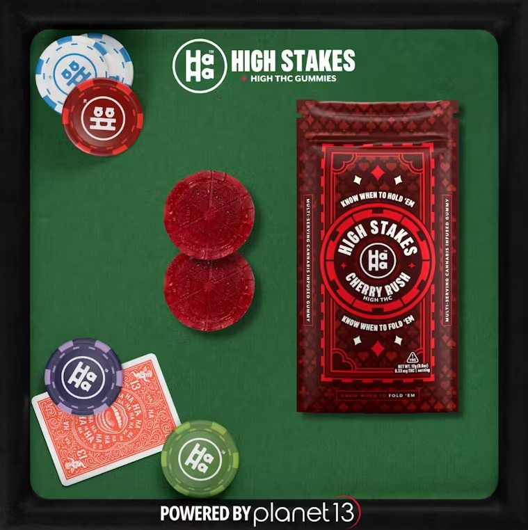 Photograph of Product: (10453) High Stakes "Cherry Rush" (High THC) Gummy - 2pk