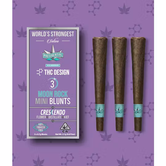 Photograph of product: Crescendo [S] | Pee-Wee Moon Rock Mini Blunts 2.1G (3pk) | Presidential