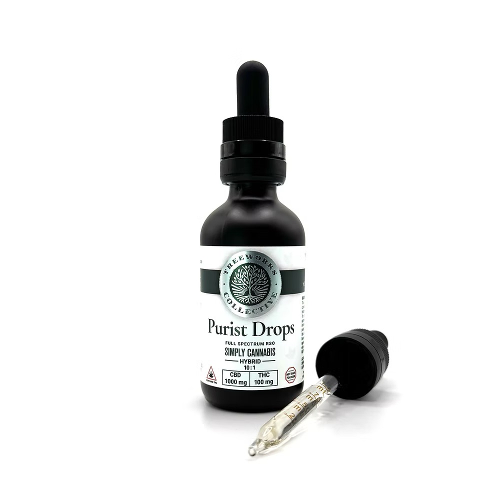 Photograph of product: Treeworks | Purist Drops | 10 CBD : 1 TH-oui | 25ml/100mg