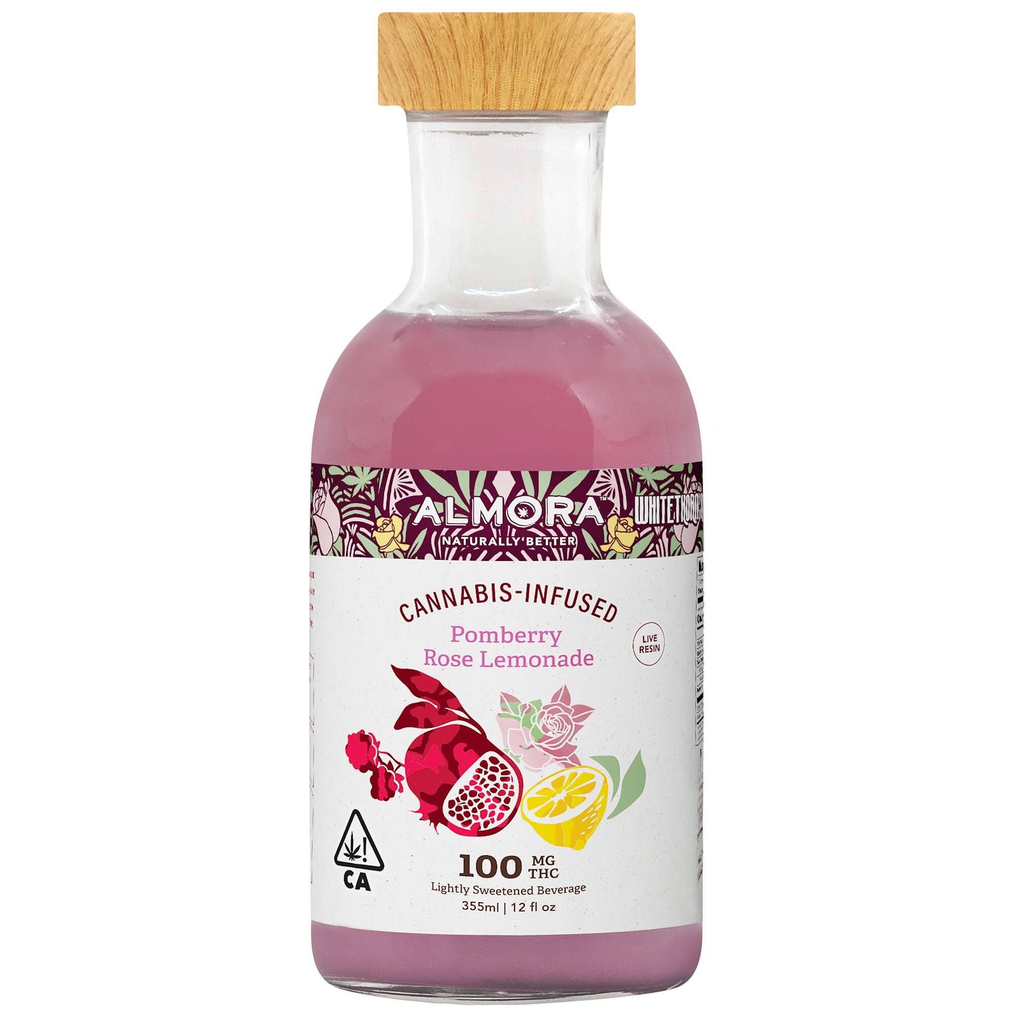 Photograph of product: Almora Farm: 12oz Bottle: 100mg TH-oui Whitethorn Rose Lemonade Beverage