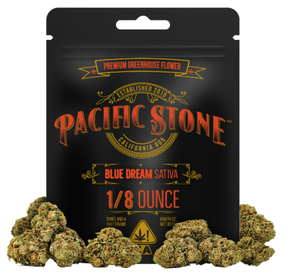 Photograph of product: PACIFIC STONE 3.5G BLUE DREAM $25 | NON-OUID! ACCESSORY $14 | OUID! GOOD $3.1 | EXCISE TAX $0.589