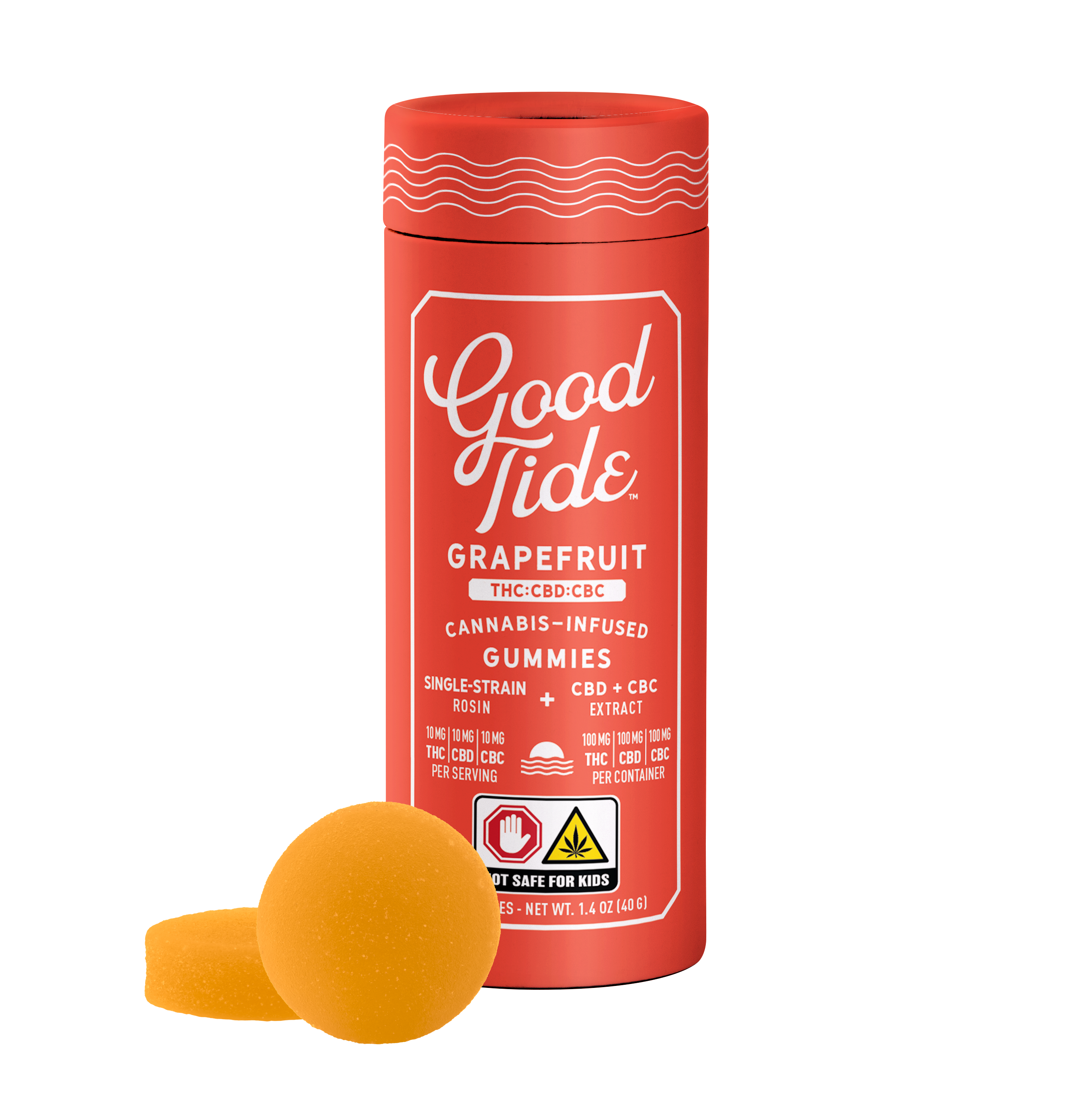Photograph of product: Grapefruit | 1:1:1 TH-oui:CBD:CBC | 10pk Solventless Soft Lozenges