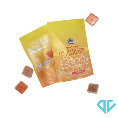 Photograph of product: Amnesia Zerdz Orange Soda au chocolat Rosin Gummies 200mg