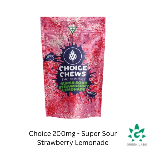 Photograph of product: (REC) Choice 200mg Gummies - Super Sour Strawberry Lemonade