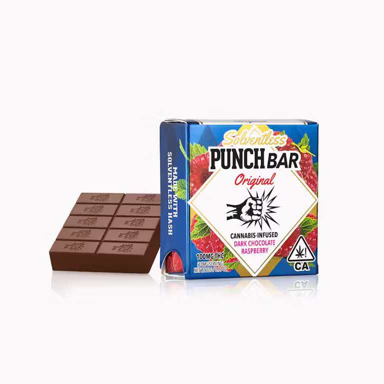 Photograph of product: [Punch] Solventless Chocolate Bar - 100mg - Dark Chocolate Raspberry (H)
