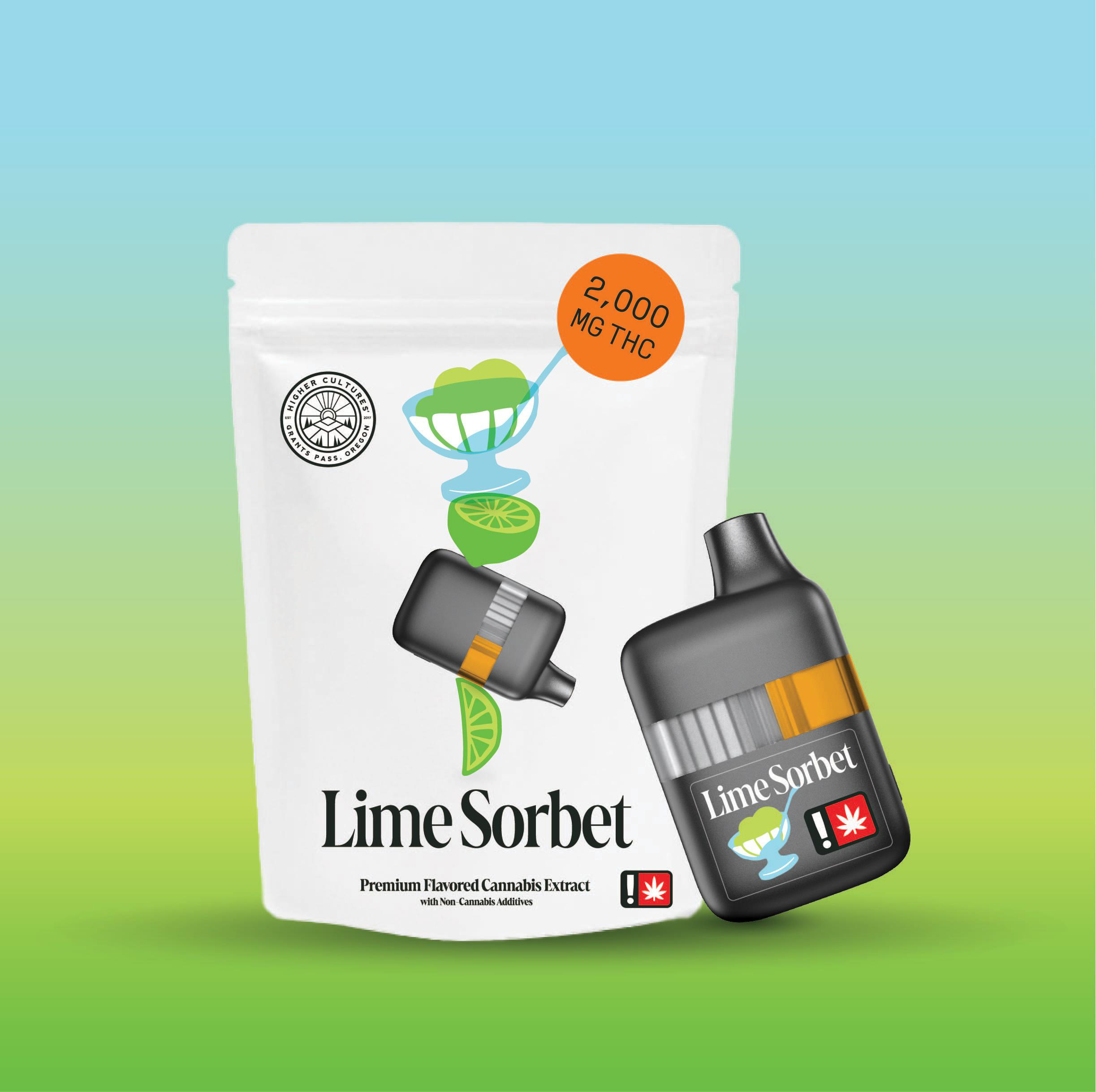 Photograph of product: Disposable - 2000mg Flavored Higher Cultures - Lime Sorbet
