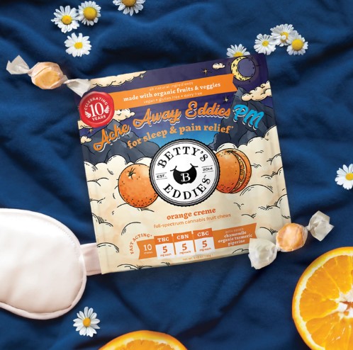 Photograph of product: Ache Away PM | Orange Creme | Sleep & Pain Relief | 5mg/10ct Taffy