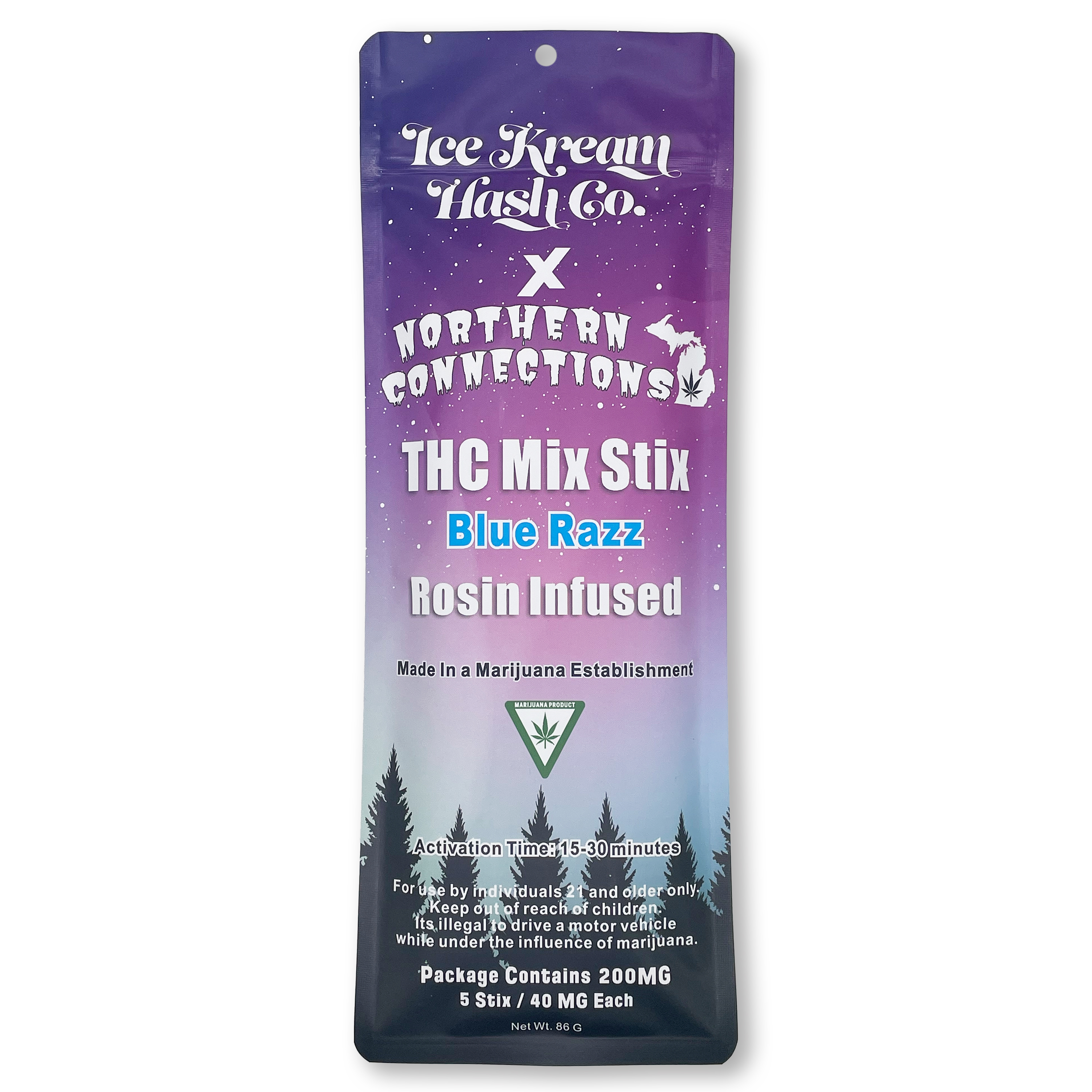 Photograph of product: Northern Connections - Blue Raspberry Rosin Infused Mix Stix - 200mg