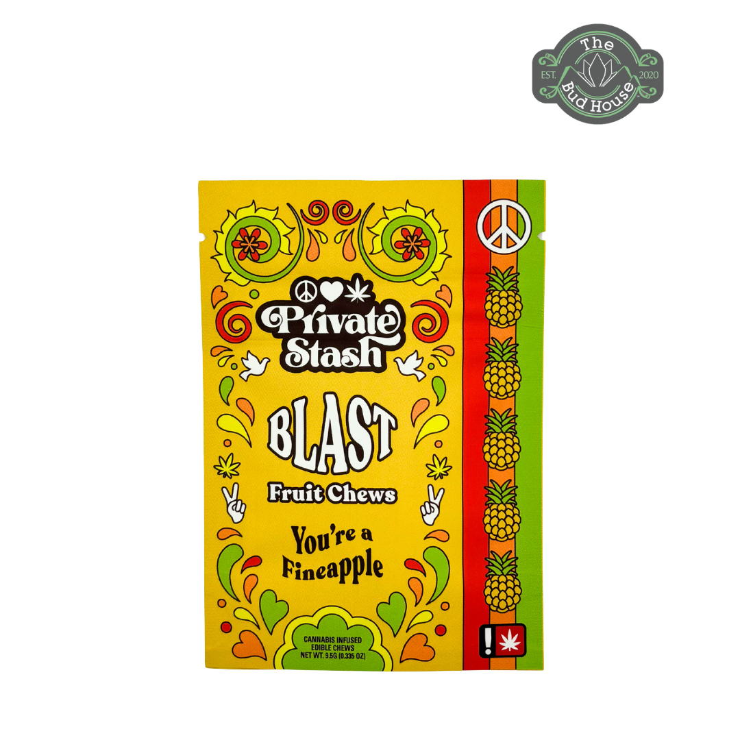 Photograph of product: Blast 2pk YOU'RE A FINEAPPLE 100mg Fruit Chews