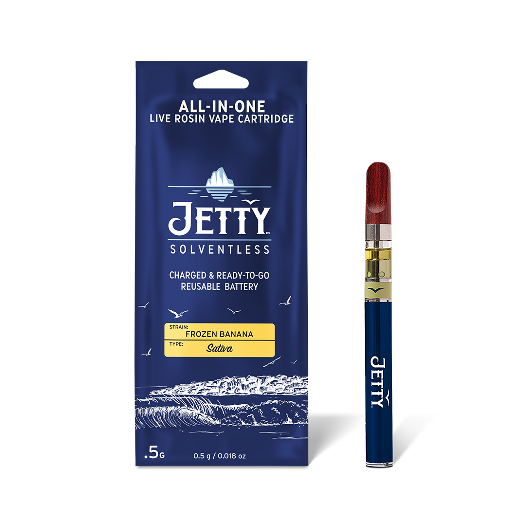 Photograph of product: Jetty | Frozen Bananas | Rosin AIO Vape | .5g Pen