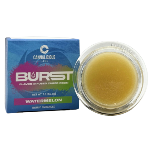 Photograph of product: Cannalicious Watermelon Hybrid Flavor Infused Cured Resin Baller Jar 7g