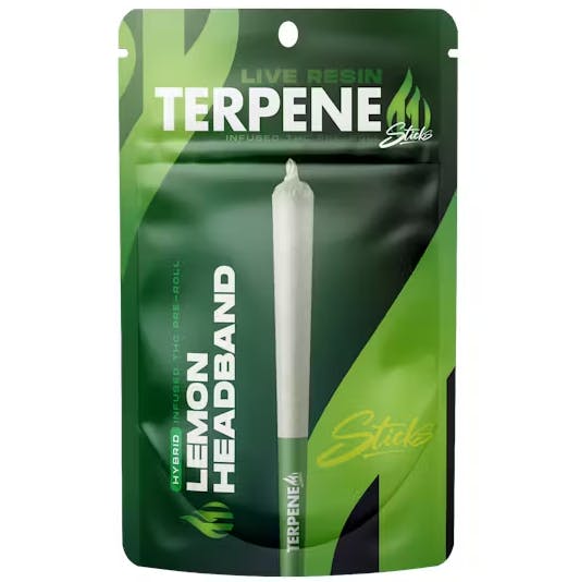 Photograph of product: Infused Pre Roll - Terpene Sticks - Lemon Headband - (Oui'd Hybrid) - (Live Resin Infused) - 42.88% TH-oui