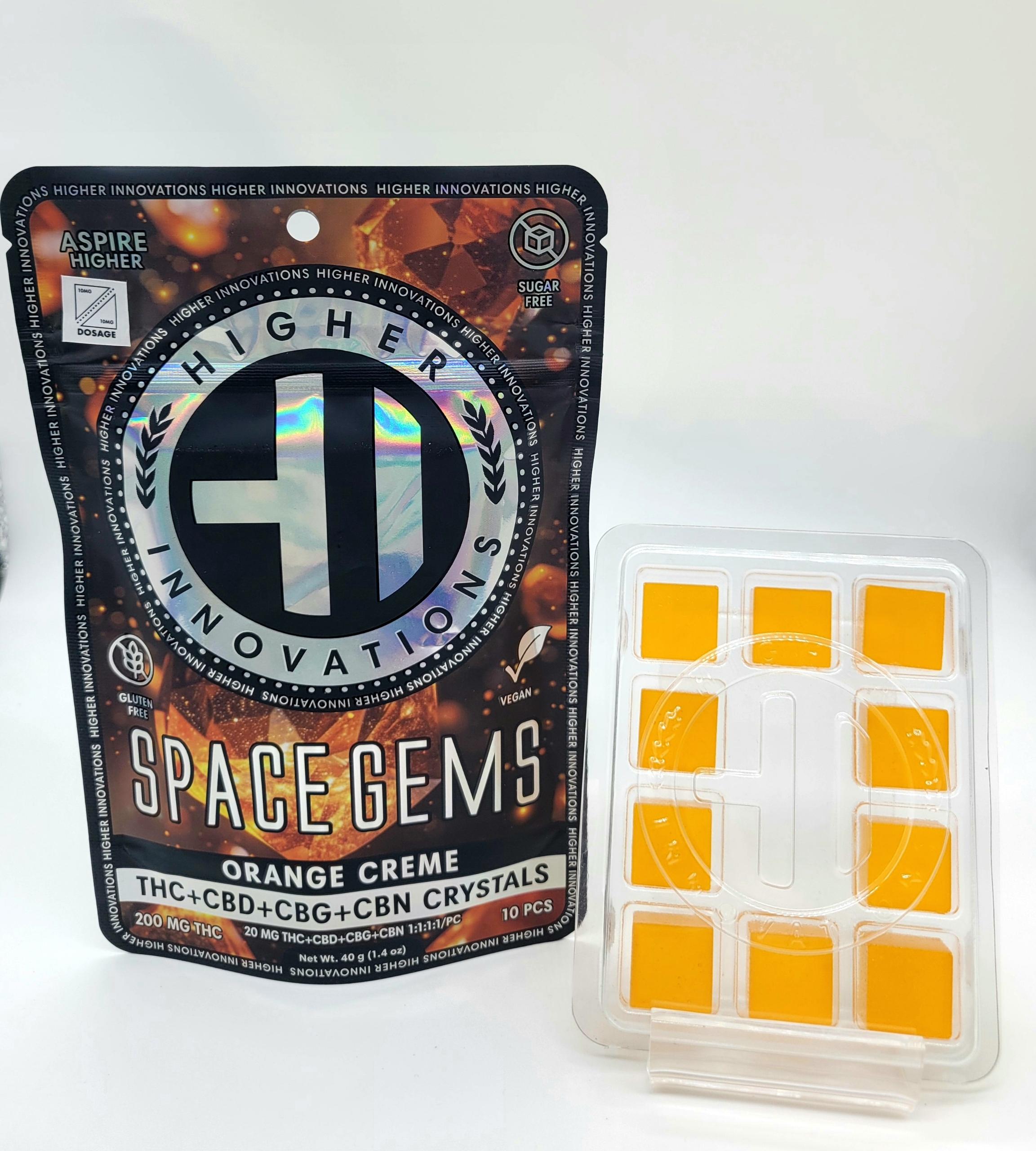Photograph of product: Orange Creme Space Gems w CBD, CBG, CBN 200mg by Higher Innovations