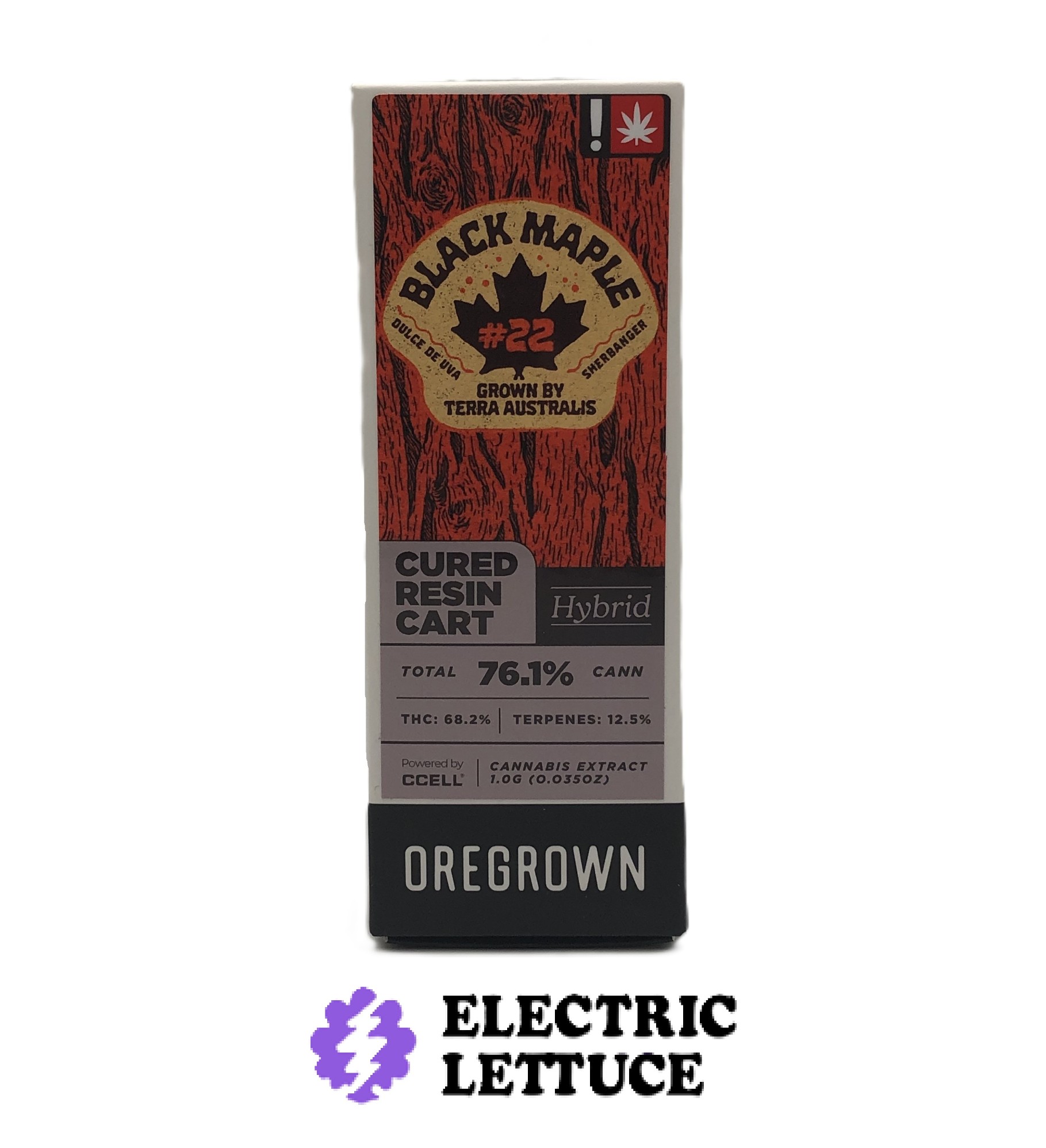 Photograph of product: Oregrown Black Maple #22 Cured Resin Cartridge 1g