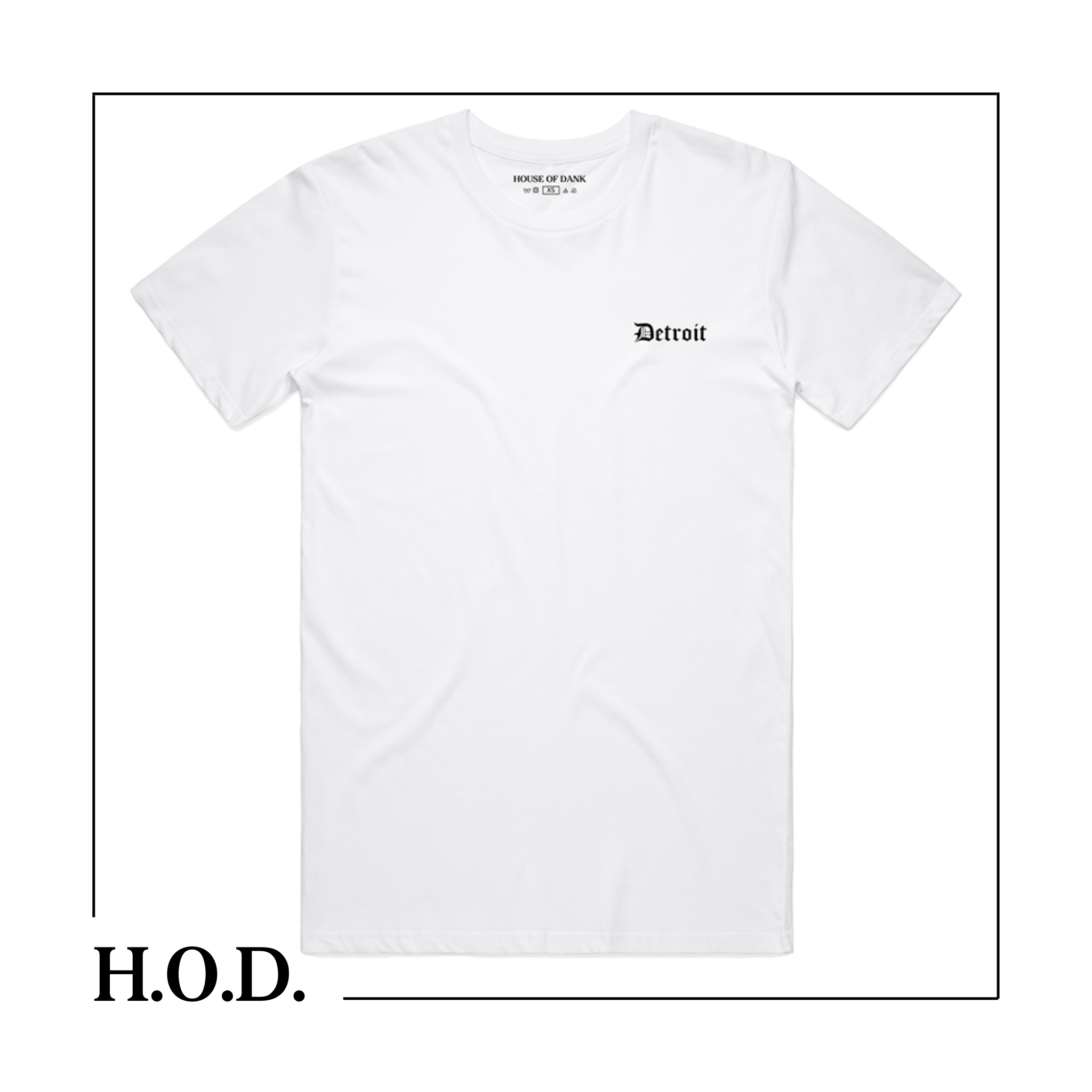 Photograph of product: H.O.D. Detroit OG House Code White Short Sleeve Tee M