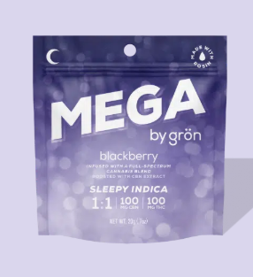 Photograph of product: Ratio Edible - Grn - Blackberry Mega (I) - 1:1 CBN:TH-oui 100mg 1pk