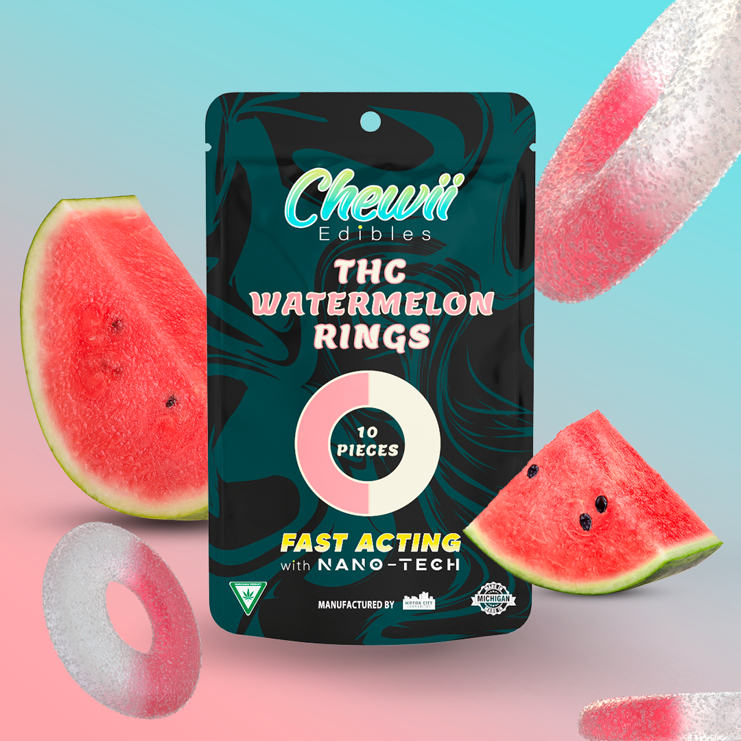 Photograph of product: CHEWII RINGS | WATERMELON | FAST ACTING GUMMIES | 200MG