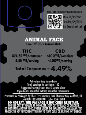 Photograph of product: Benson Arbor - Animal Face - Zombee Rosin Cart