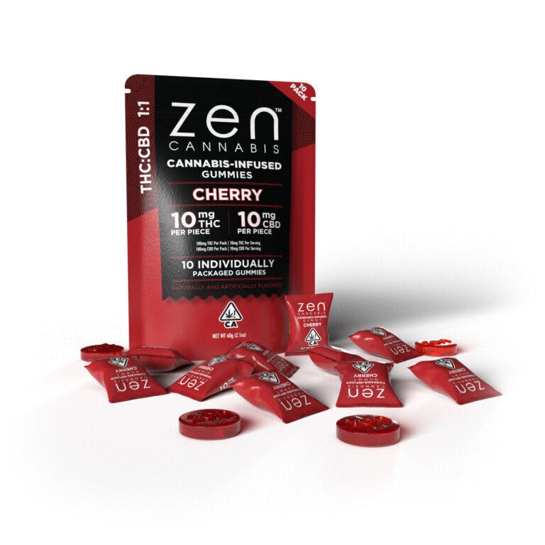 Photograph of product: Zen - Cherry 1:1 Gummies 100mg [ALL TAXES INCLUDED]