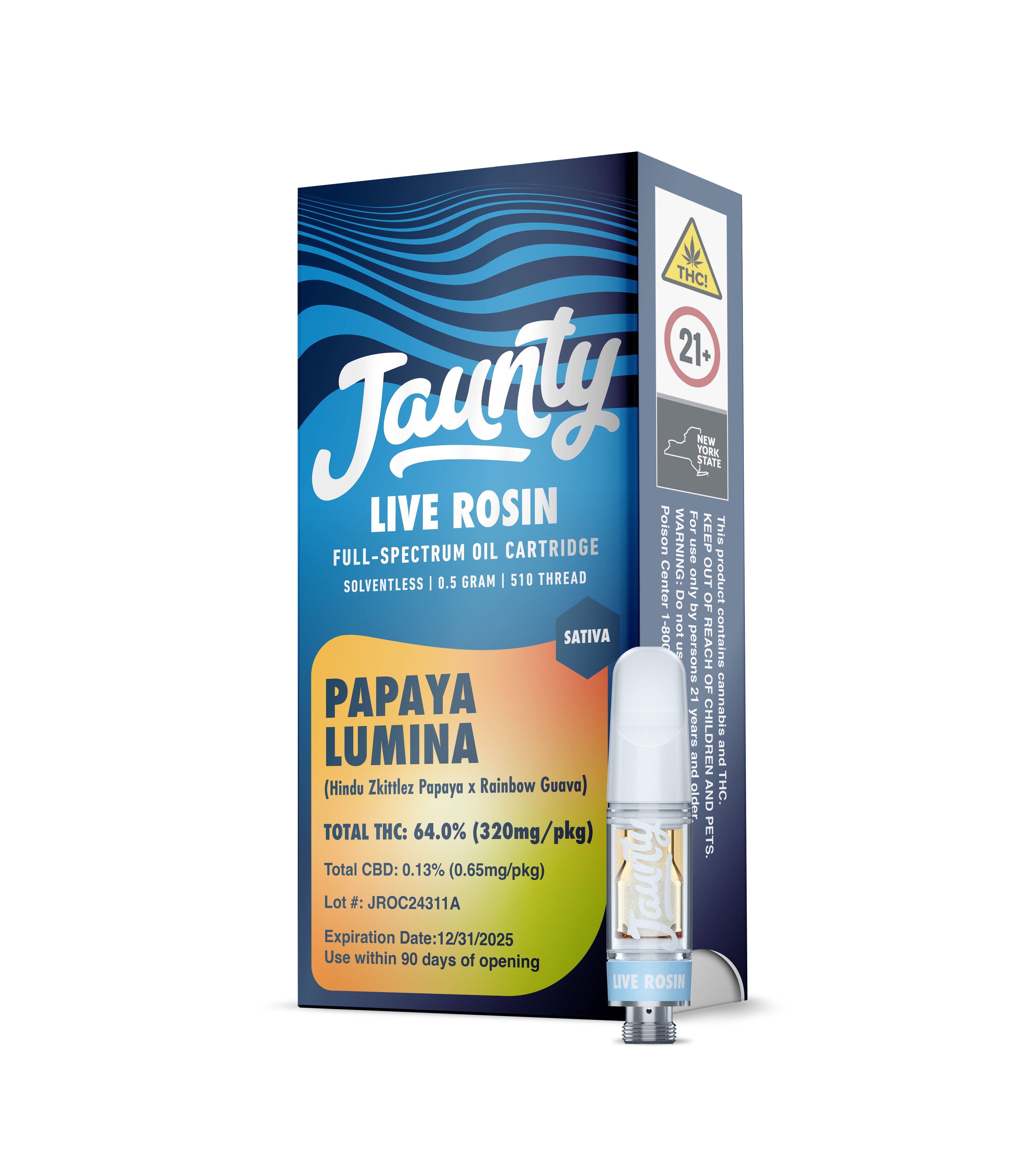 Photograph of product: Papaya Lumina Live Rosin Cartridge | 0.5g