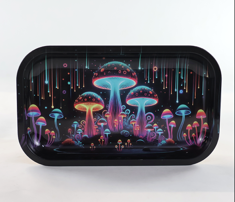 Photograph of product: Neon Mushrooms Rolling Tray