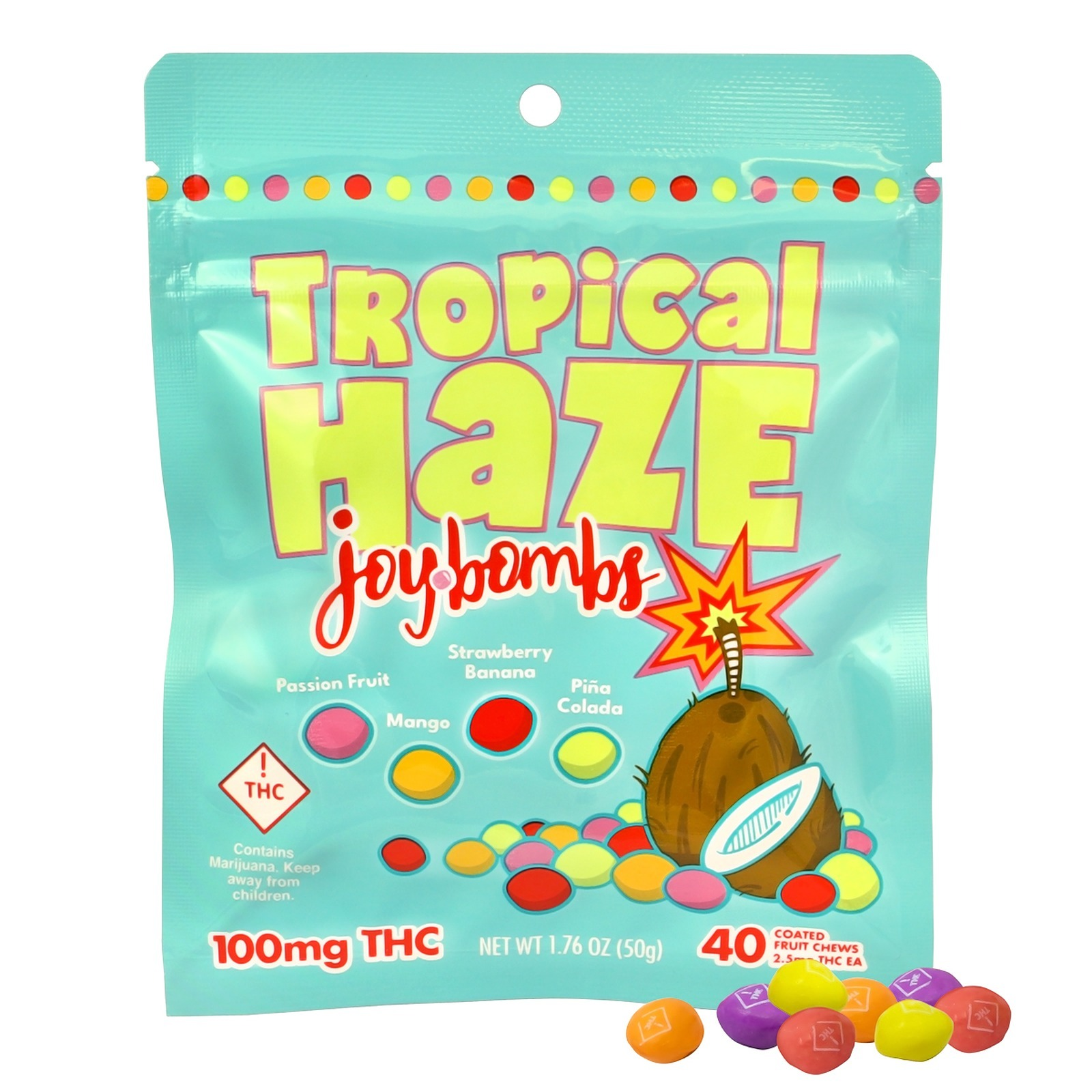 Photograph of product: Joybomb 100mg Fruit Chews (H) Tropical Haze