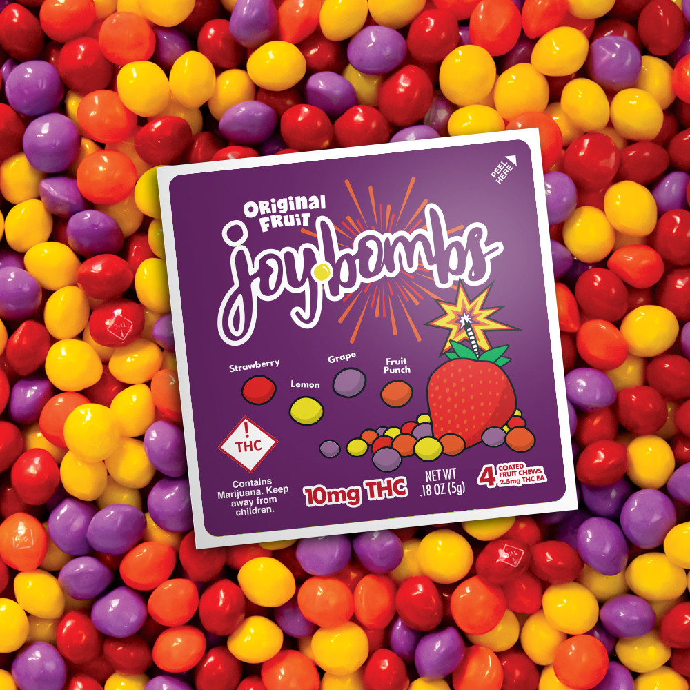 Photograph of product: JOYBOMBS FRUIT CHEWS 100MG ORIGINAL FLAVORS 40-PACK