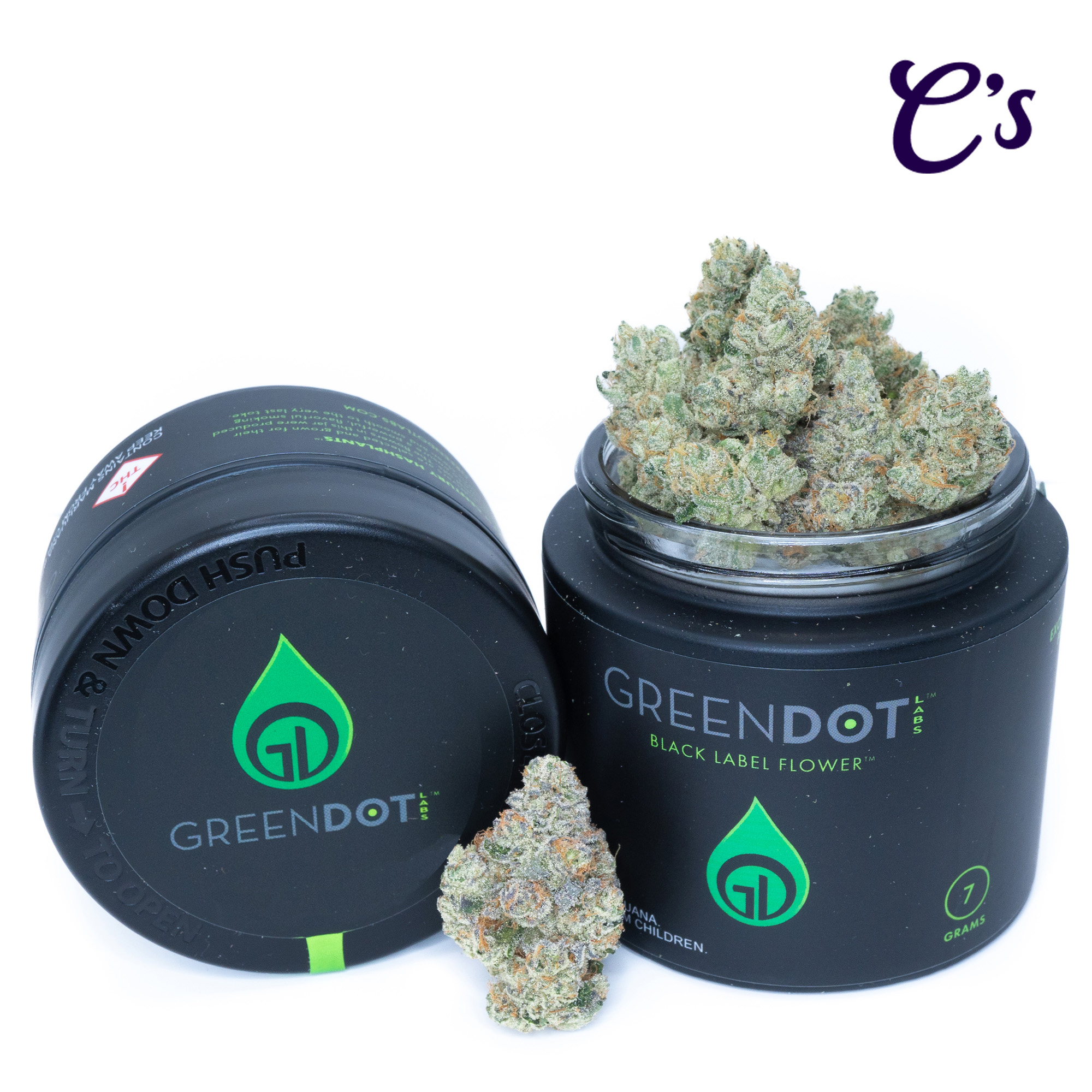 Photograph of product: | Green Dot Flower | Pre-Pack 1/4th | Lemon Grinder - 7g