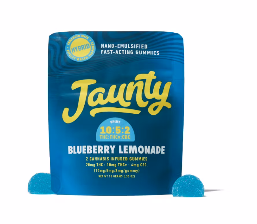 Photograph of product: Jaunty- Blueberry Lemonade - 10:5:2- TH-oui:TH-ouiv:CBC -20mg -2pk
