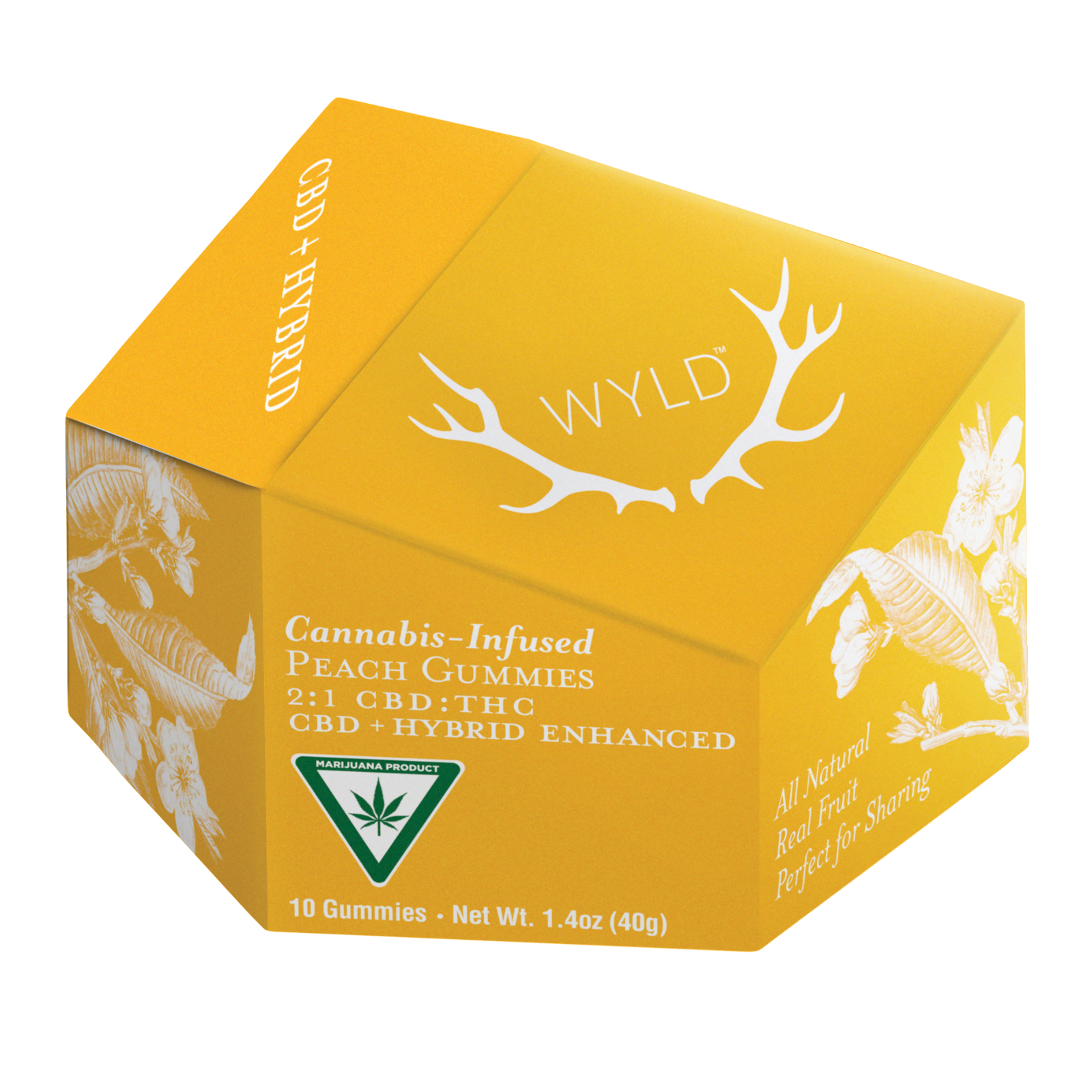 Photograph of product: WYLD | Peach 2:1 | CBD:TH-oui Hybrid Enhanced Gummies | 100mg:50mg