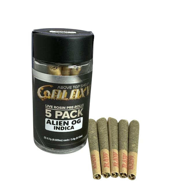 Photograph of product: Alien OG | Rosin Infused Prerolls 5 pack