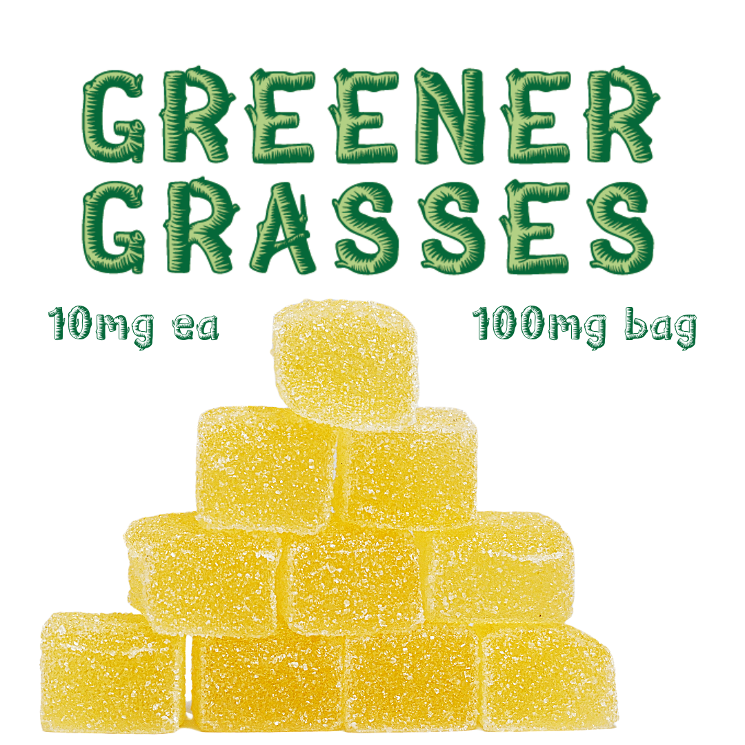 Photograph of product: Greener Grasses // 10mg | 100mg Mango Gummies