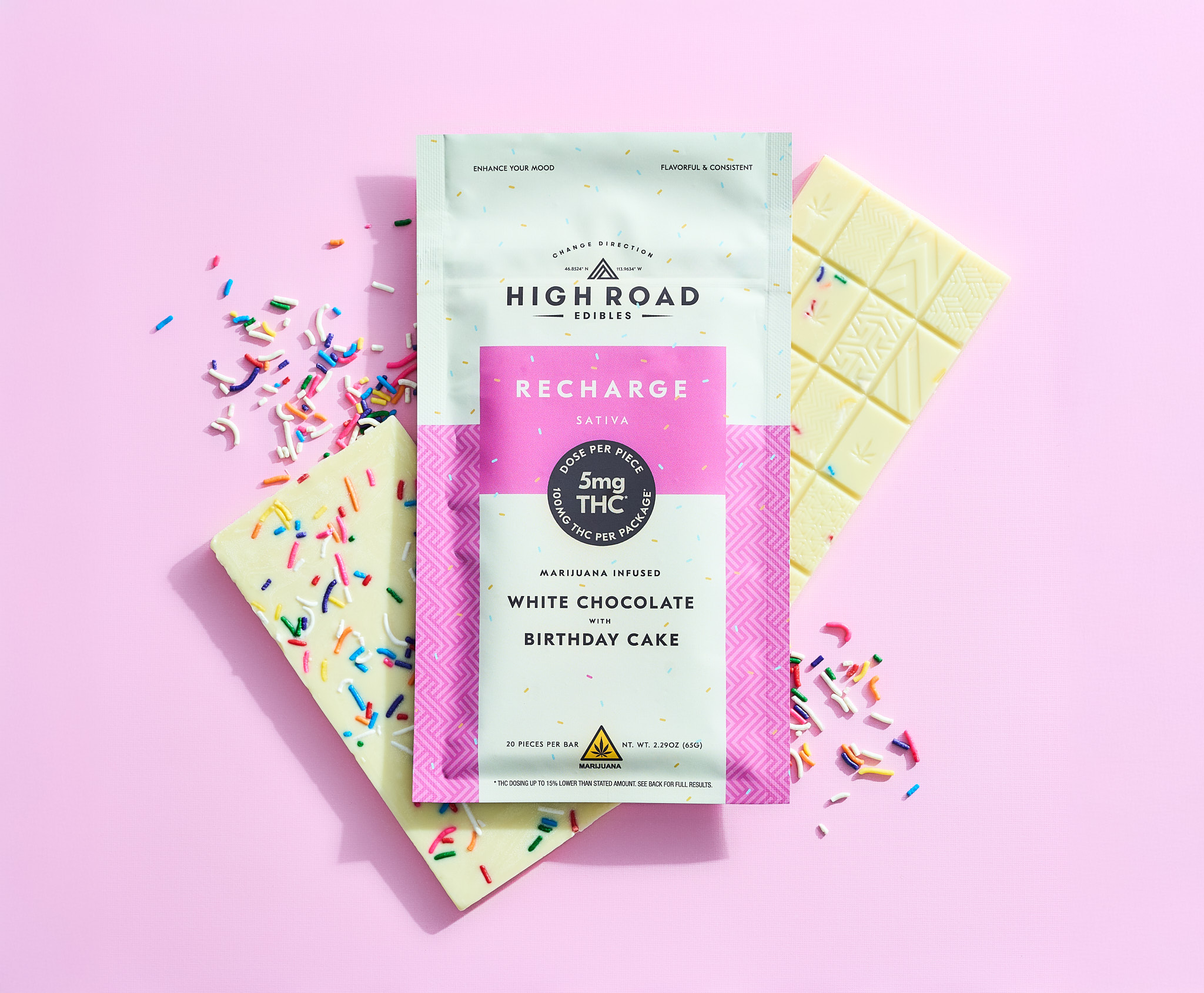 Photograph of product: Recharge White Chocolate Bar (Birthday Cake)