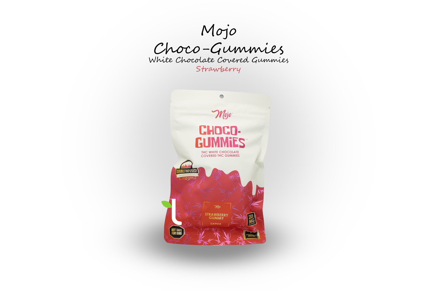 Photograph of product: White Chocolate Strawberry | 200mg Choco-Gummies (Oui'd)