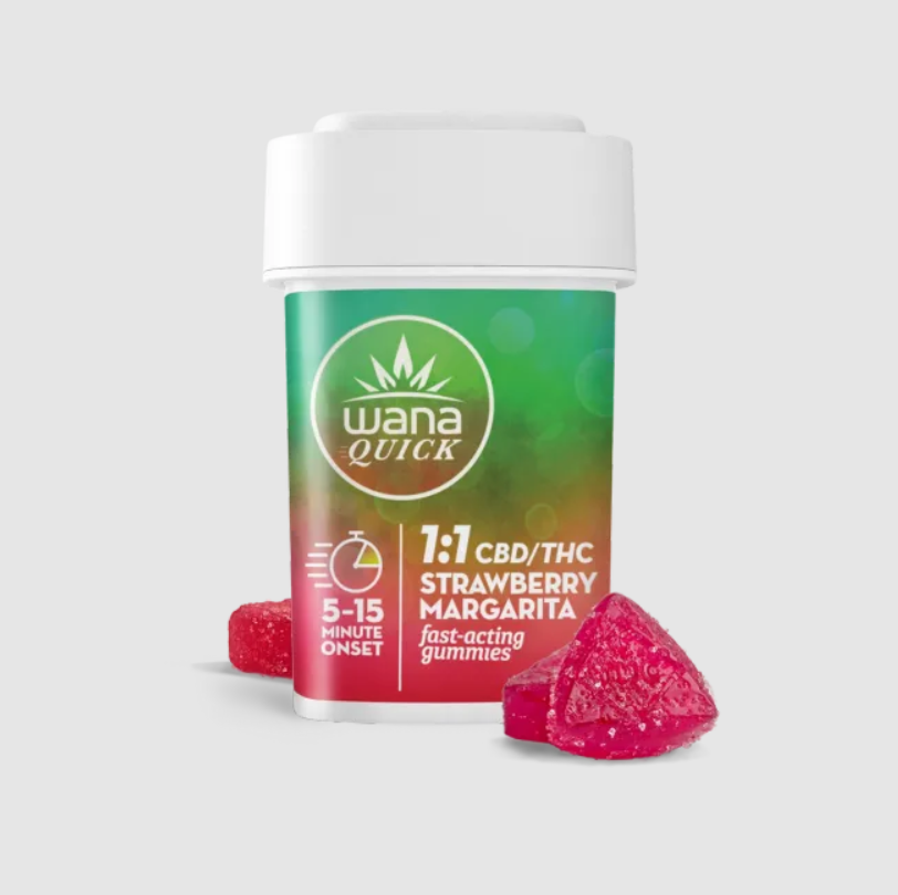Photograph of product: Wana Quick - Strawberry Margarita 1:1 CBD:THC Gummies 200mg
