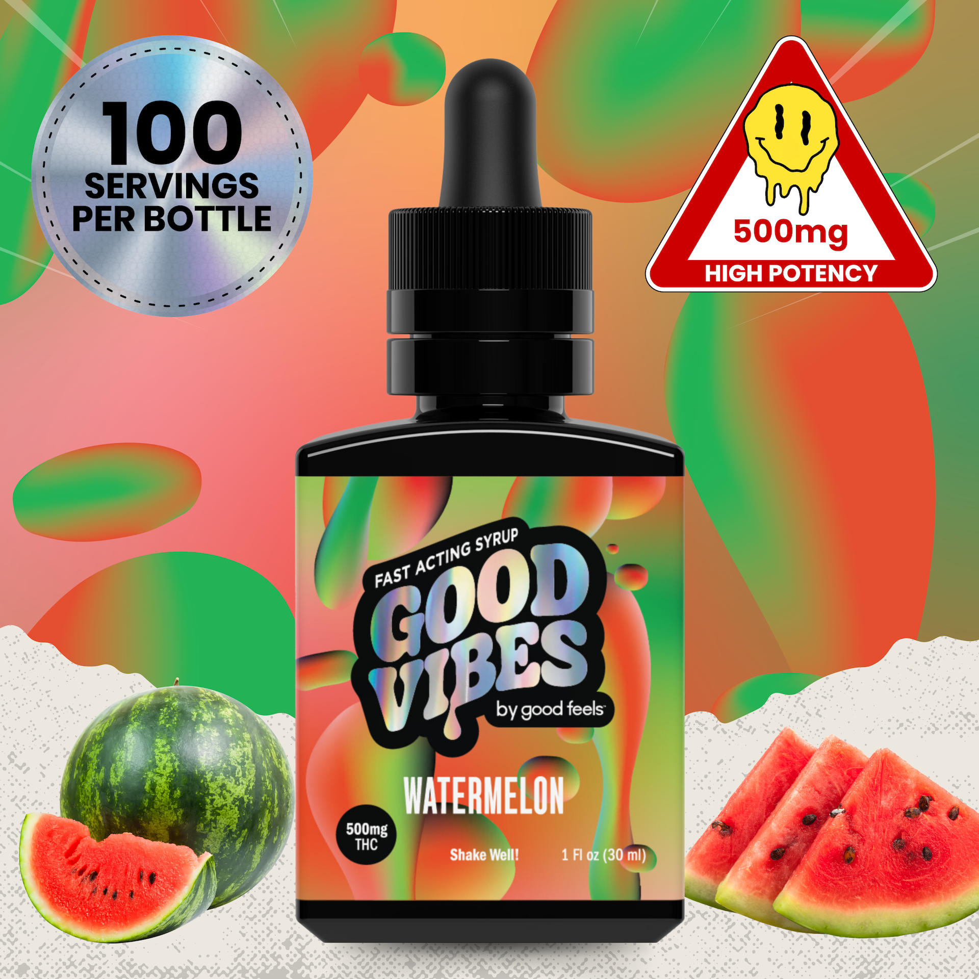 Photograph of product: Good Vibes - Watermelon - Tincture - 500mg