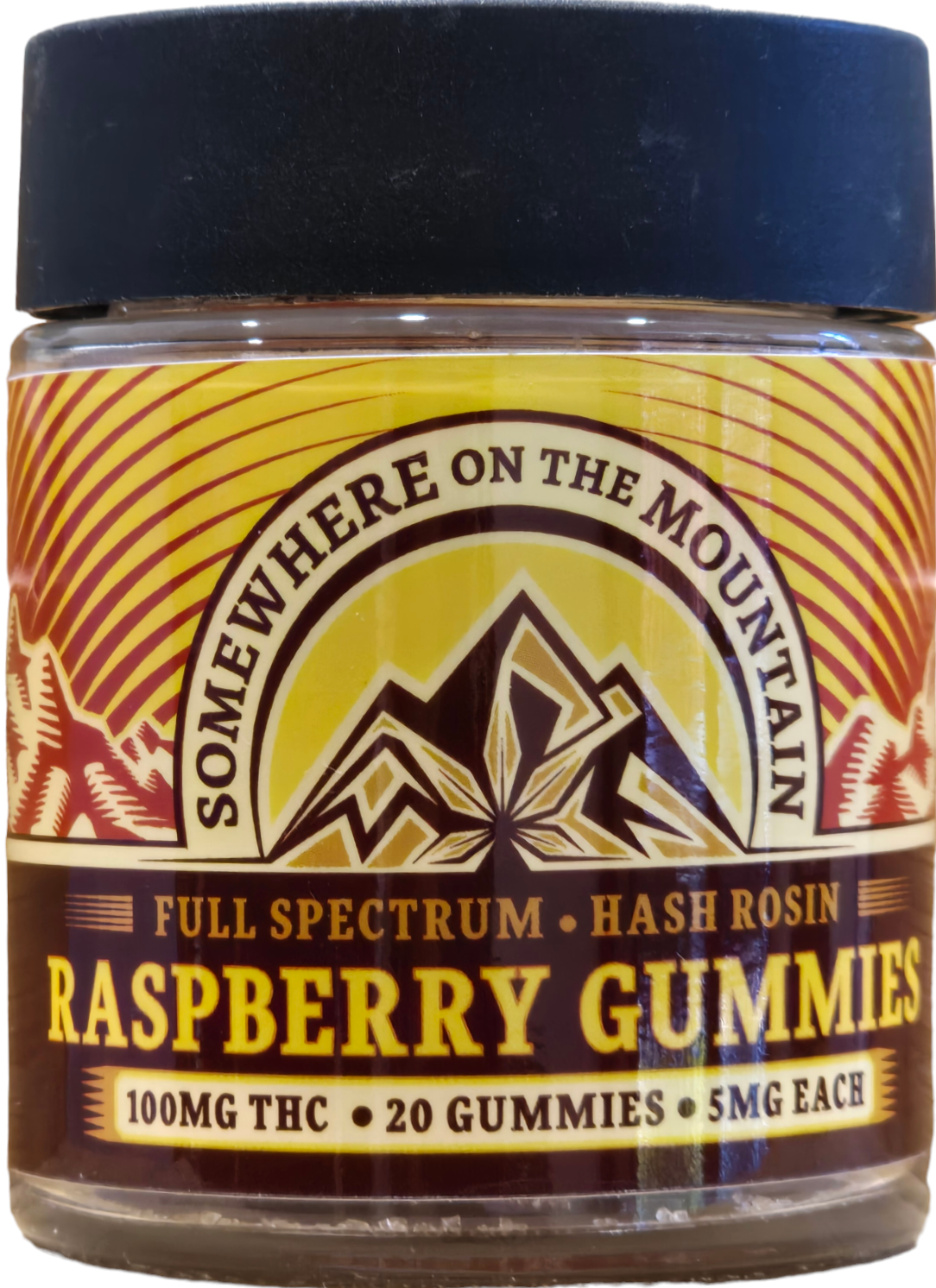 Photograph of product: Somewhere On The Mountain Raspberry au chocolat Rosin Gummies 100 mg
